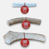 Durable elk antler dog chews from Farm To Pet, natural whole and split antlers ideal for chewing and dental health.