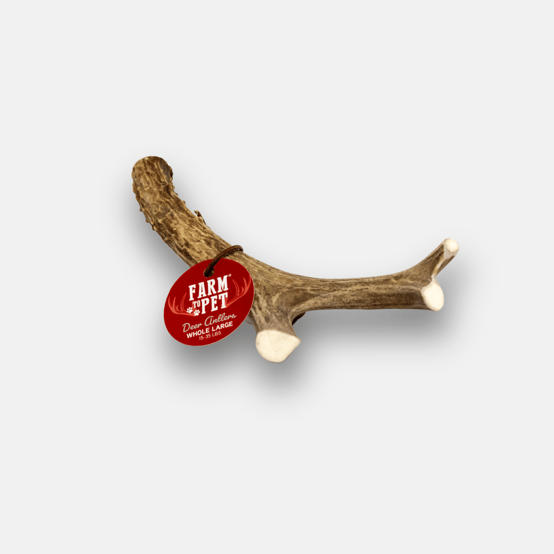 Large organic deer antler dog chew by Farm To Pet, natural antler chew for dogs, durable and suitable for strong chewers.