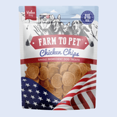 Farm To Pet Americana Chicken Chips for Dogs, USA-made heart-healthy dog treats in 12oz bag, crispy chicken chip snack for dogs