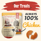 Farm To Pet chicken chips snack pack with dog treats, featuring lean chicken dog snacks in a colorful bundle for training or party favors.