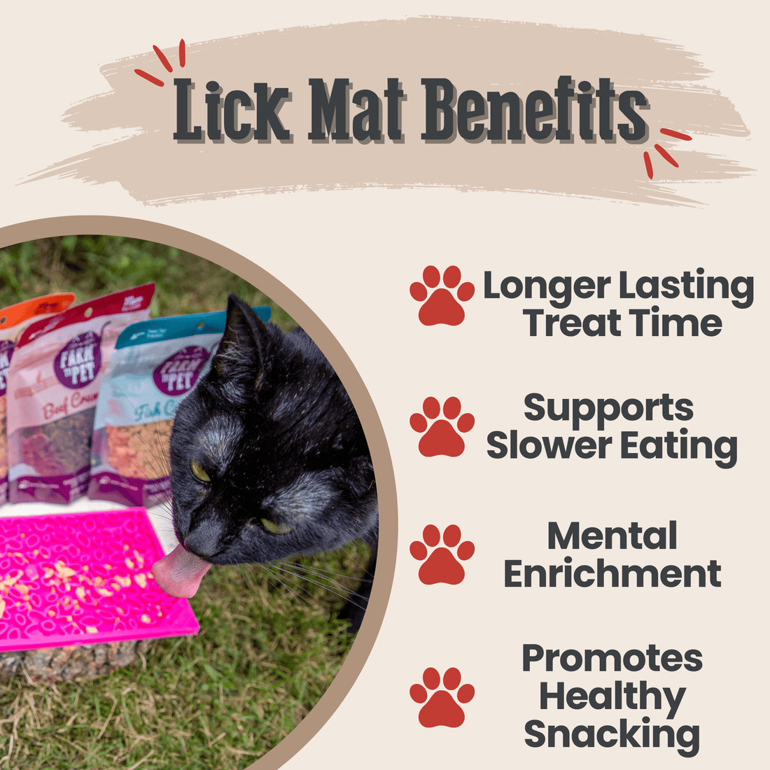 Pink flower-themed Farm To Pet Lick Mat for cats and small dogs, designed to provide sensory stimulation and mental engagement.