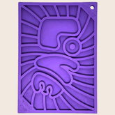 Purple Farm To Pet Lick Mat for cats and small dogs, textured silicone surface for engaging pet enrichment.