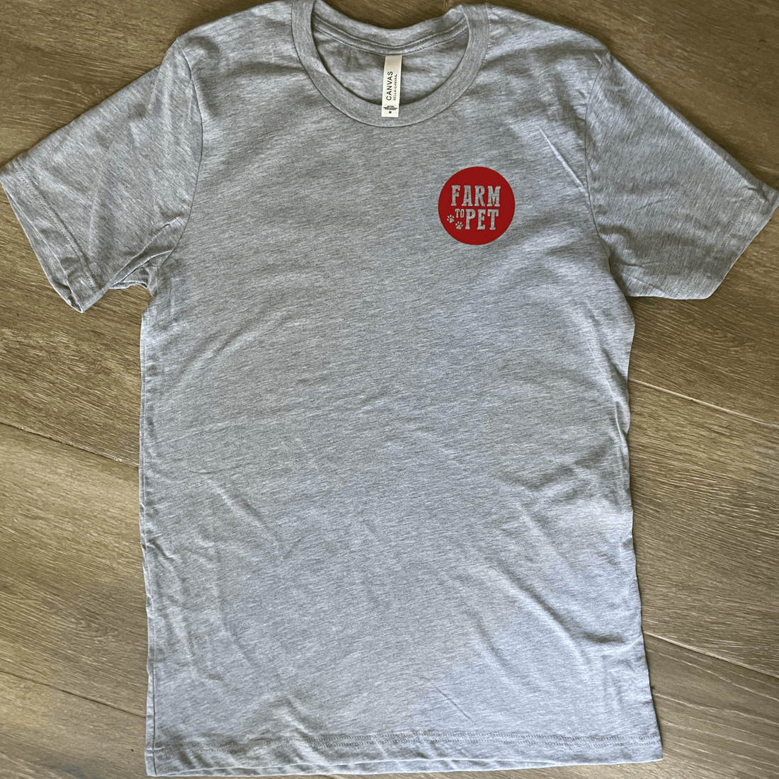 Gray Farm to Pet logo T-shirt featuring a front view of the brand&