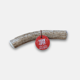 Farm To Pet elk antler dog chew showing whole and split elk antlers for dogs, natural, durable, and suitable for chewers.
