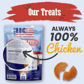Farm To Pet Americana Chicken Chips for Dogs, natural USA-made chicken dog treats in a 4oz bag.