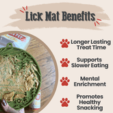 Green Farm To Pet round dog lick mat with suction cups, designed to keep dogs entertained and calm during feeding or treats.