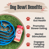 Blue Farm To Pet slow feeder dog bowl with wave design, designed to slow dogs&