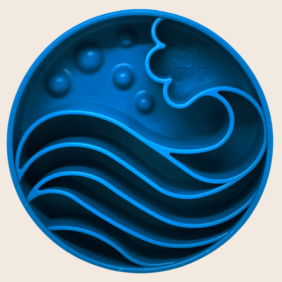 Blue Farm To Pet slow feeder dog bowl with wave design, designed to slow dogs&