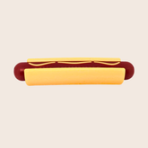 Farm To Pet hot dog tug toy for dogs, durable chew toy with a realistic hot dog design for interactive play and chewing.