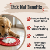 Red Farm To Pet Dog Lick Mat with suction cups, Americana firework design, providing engaging distraction and oral stimulation for pets.