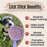 Purple Farm To Pet Lick Stick dog training toy with waffle texture, designed to engage and soothe dogs during training.