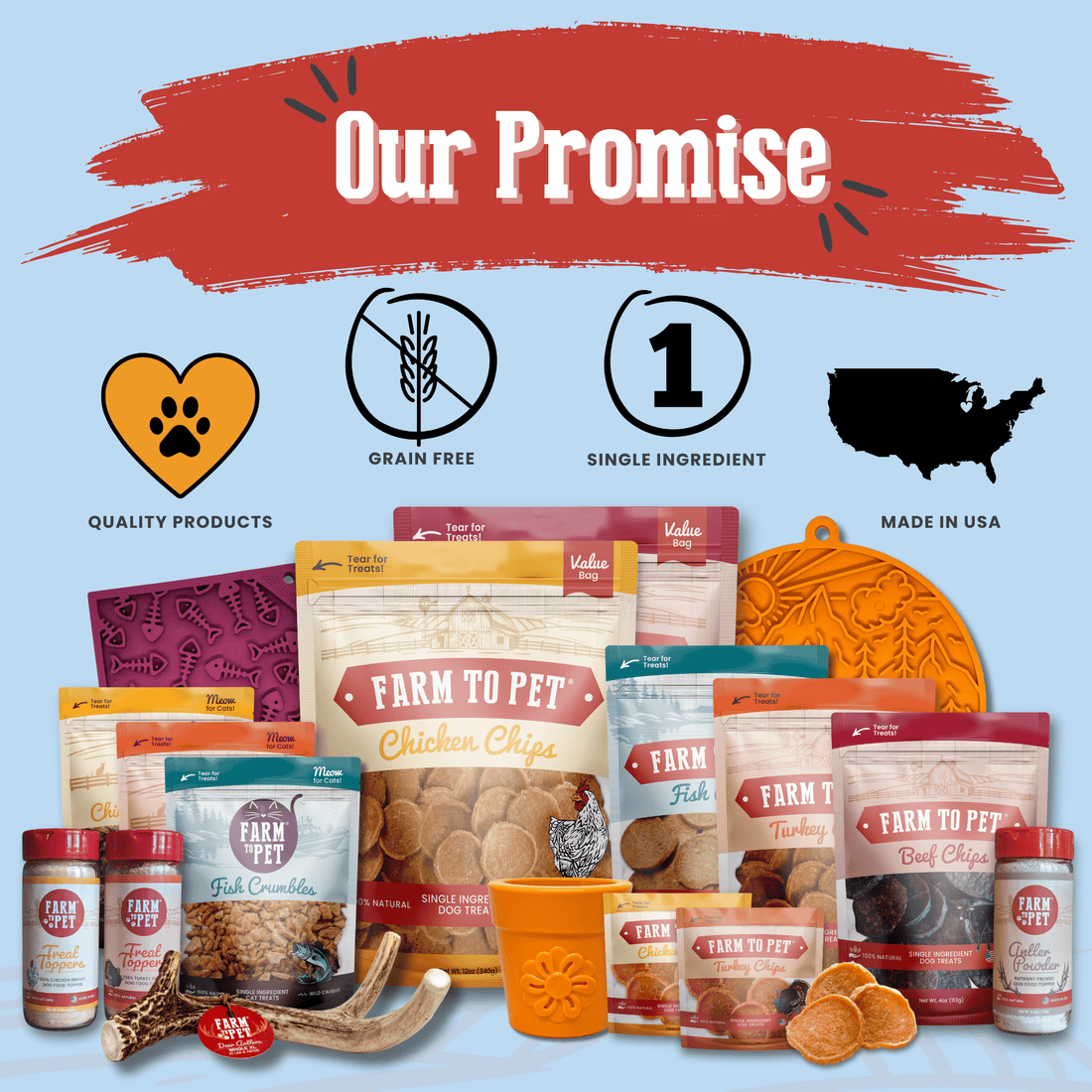 Farm To Pet Chicago Chicken Chips dog treats in a 4oz bag, natural chicken chips for dogs, crafted by Farm To Pet.