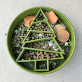 Green Farm To Pet slow feeder dog bowl designed to slow eating, featuring a textured surface, ideal for preventing choking.