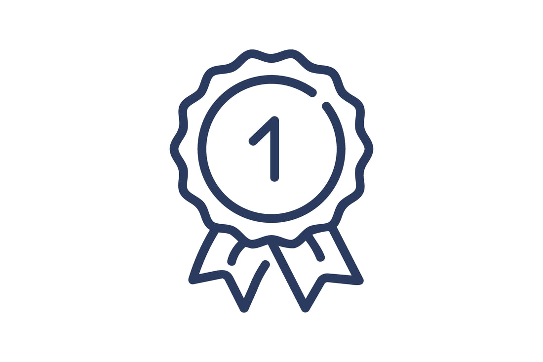 First place award ribbon icon with thin line design, representing achievement and excellence, by Armed American Supply.