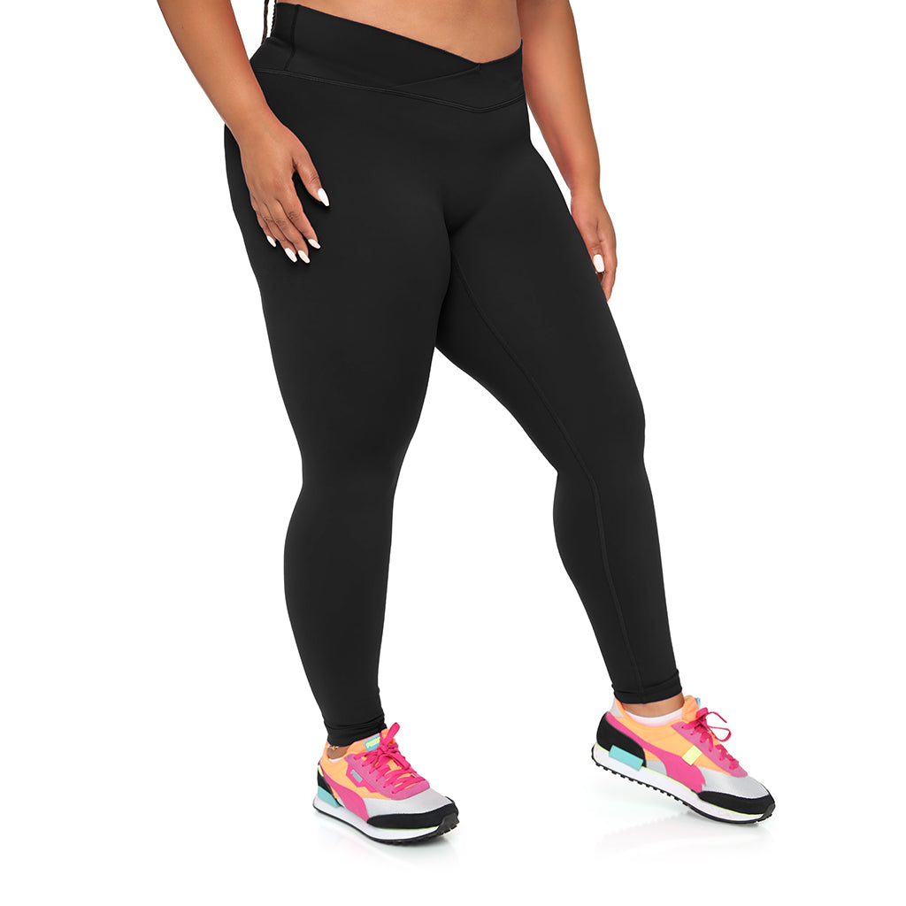 Black SmoothFit Crossover Leggings by Fitkitty Culture featuring a sleek design and comfortable fit for women&