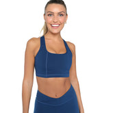 SmoothFit full coverage sports bra by Fitkitty Culture, shown in black with supportive straps and seamless design for active wear.