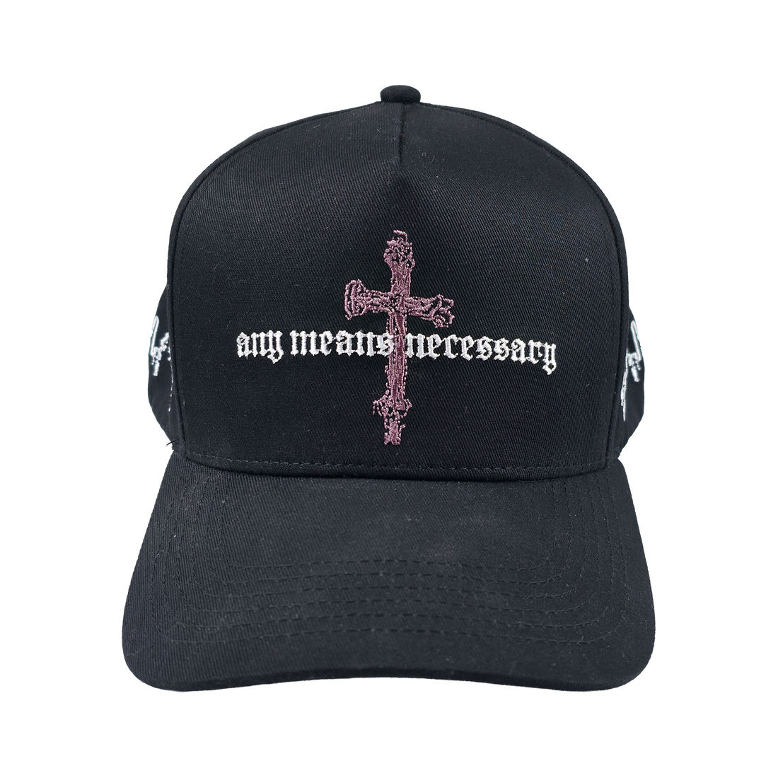 Structured Forsaken hat by Any Means Necessary Clothing, featuring a stylish design with a curved brim and adjustable strap.