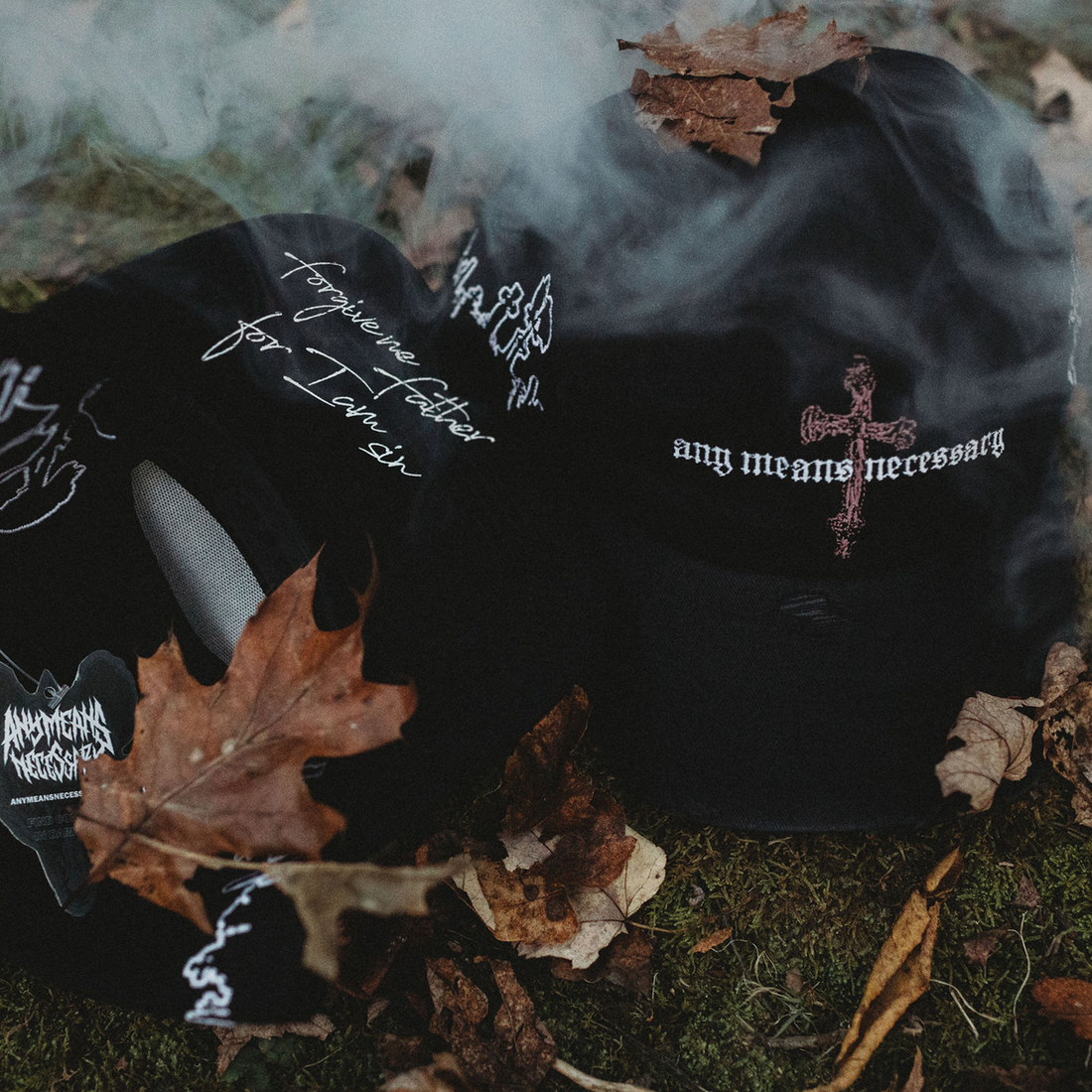 Structured Forsaken hat from Any Means Necessary Clothing featuring a classic design and adjustable strap.