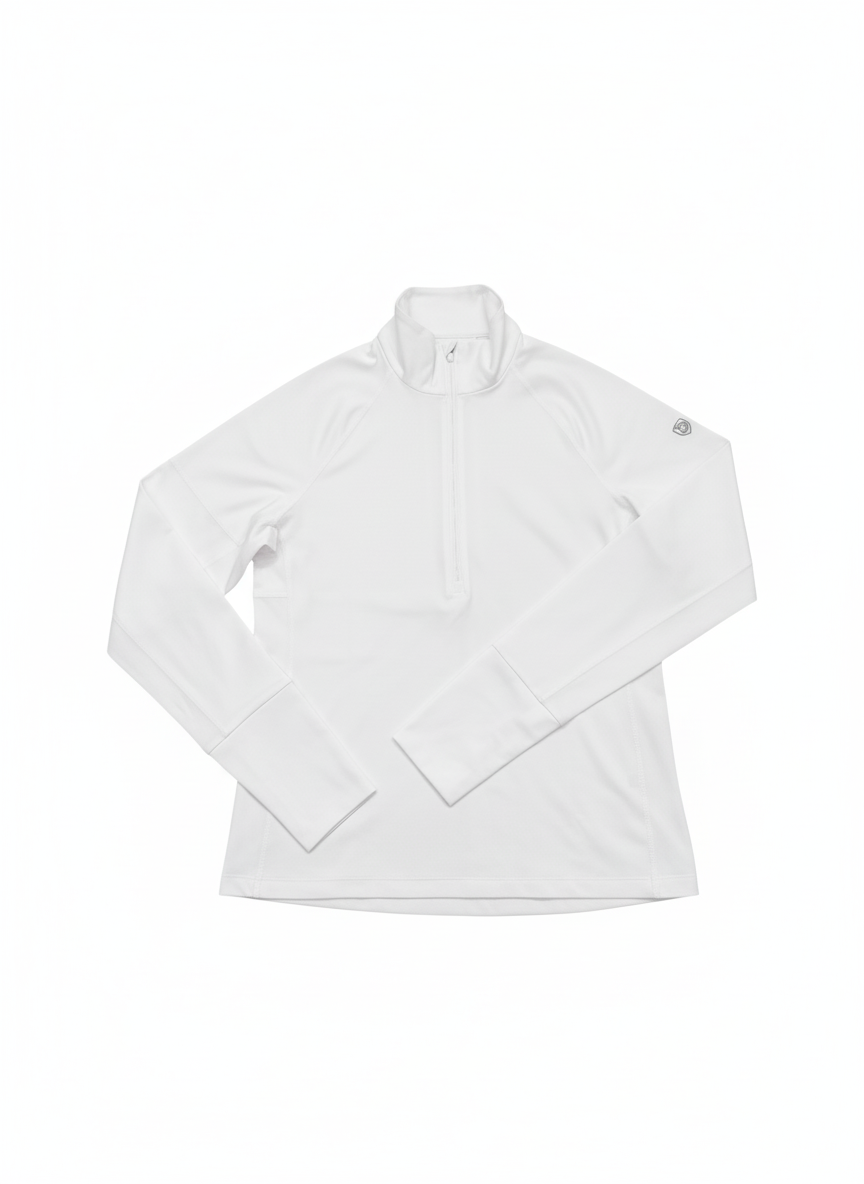 Goal Five Foudy mid-weight long sleeve training top with ½ zip in white, designed for comfort and performance.