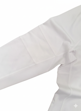 Goal Five Foudy mid-weight long sleeve training top with ½ zip in white, designed for comfortable athletic wear.