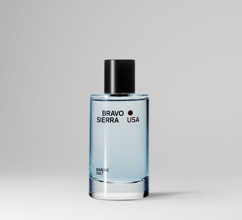Bravo Sierra marine salt body fragrance bottle, fresh and invigorating scent of marine salt for everyday use.