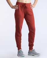 Goal Five Freasy Jogger in cinnabar, lifestyle image showing relaxed fit and comfortable design for casual wear.