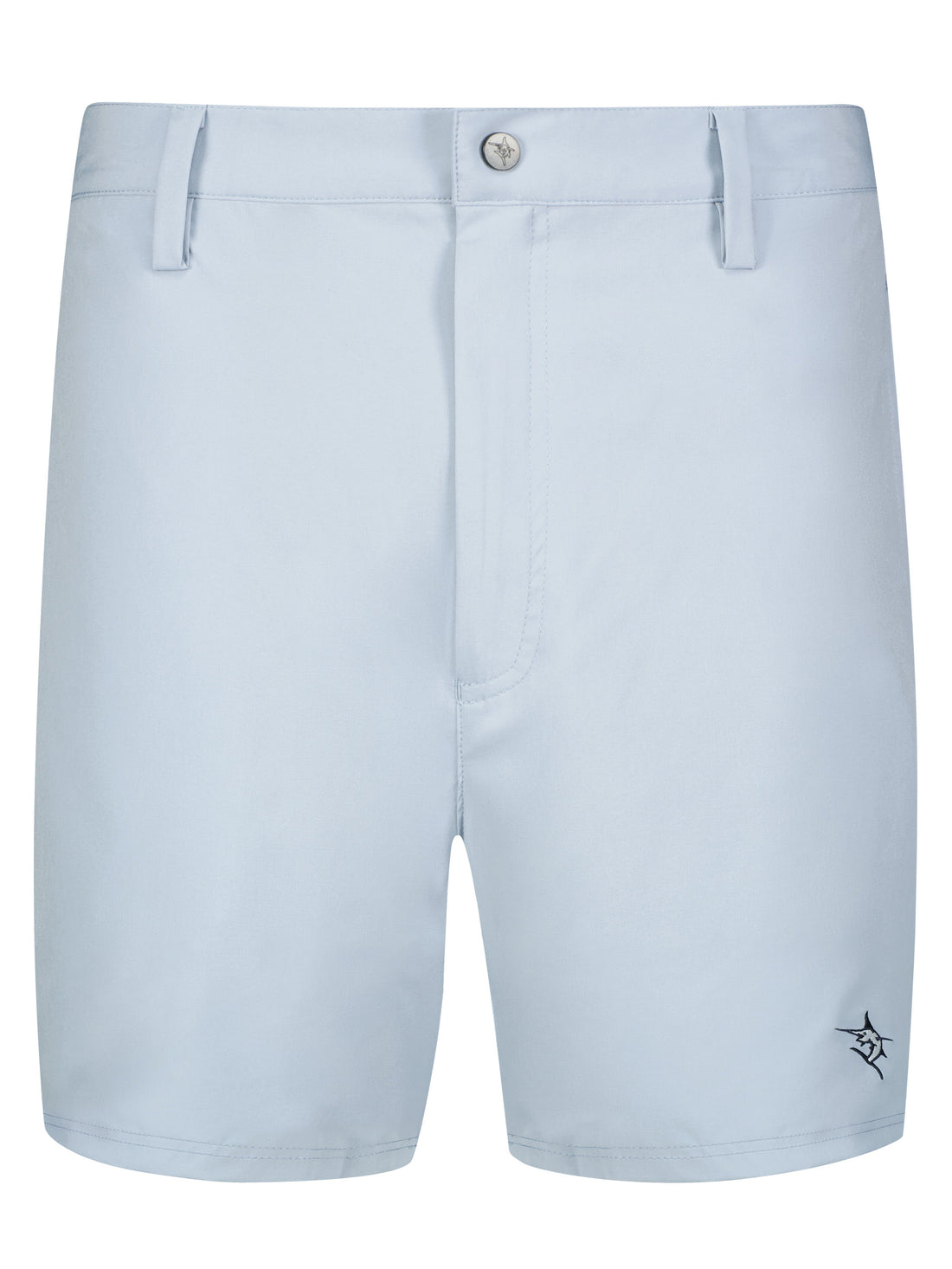 Grey White Water Life Freeport Shorts laid flat showing their relaxed fit and lightweight fabric for effortless performance.