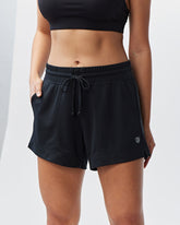 Black G5 Advance 4.5-inch knit shorts by Goal Five, featuring a comfortable stretch waistband and athletic design.