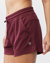Goal Five G5 Advance 4.5-inch knit shorts in Merlot, showing the stylish, comfortable fabric and fit.