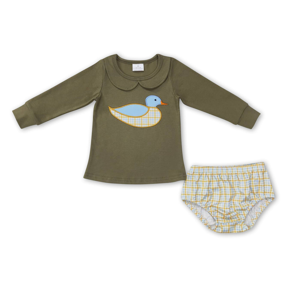 Duck long sleeves top plaid bummies baby kids outfits