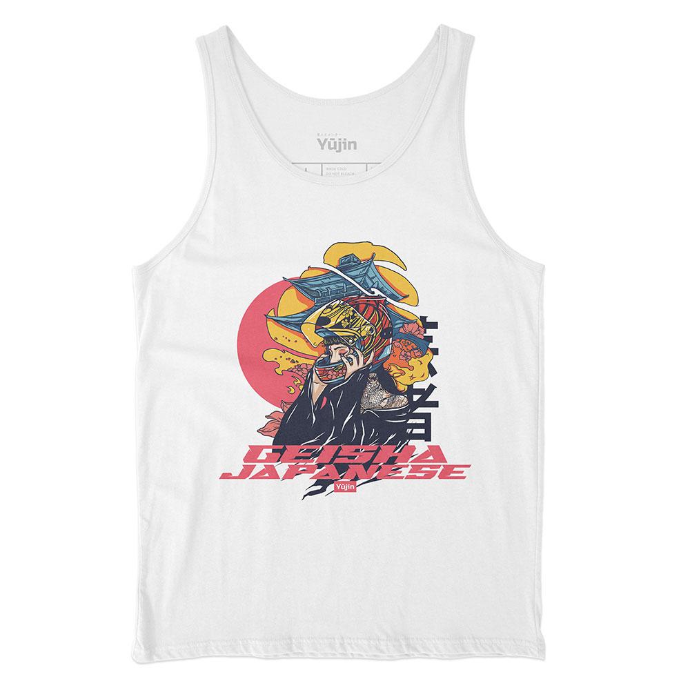 Yūjin Clothing Geisha Tank Top featuring a stylish design, sleeveless cut, and comfortable fit for casual wear.