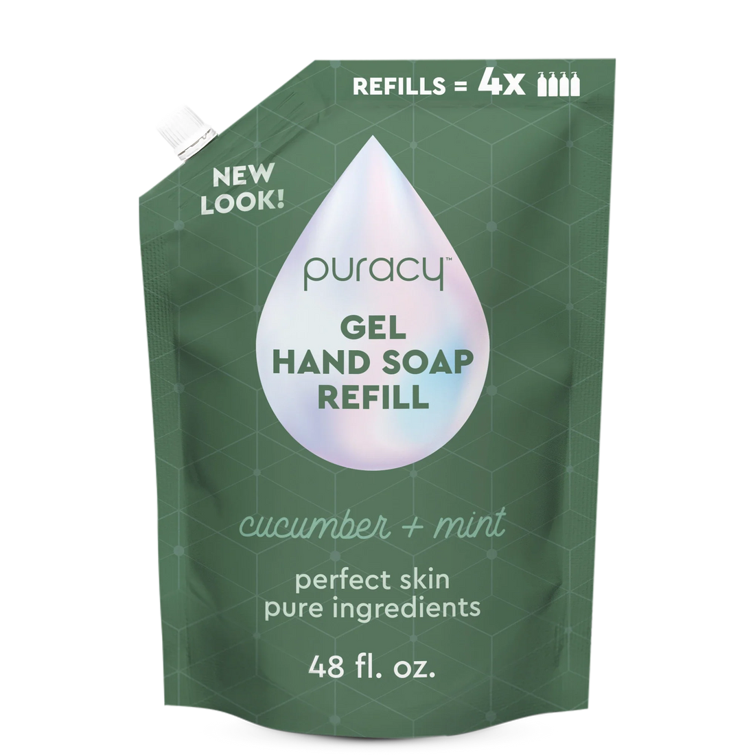 Puracy Gel Hand Soap in a 48oz pump bottle, clear gel formula with a clean, refreshing look and label details.