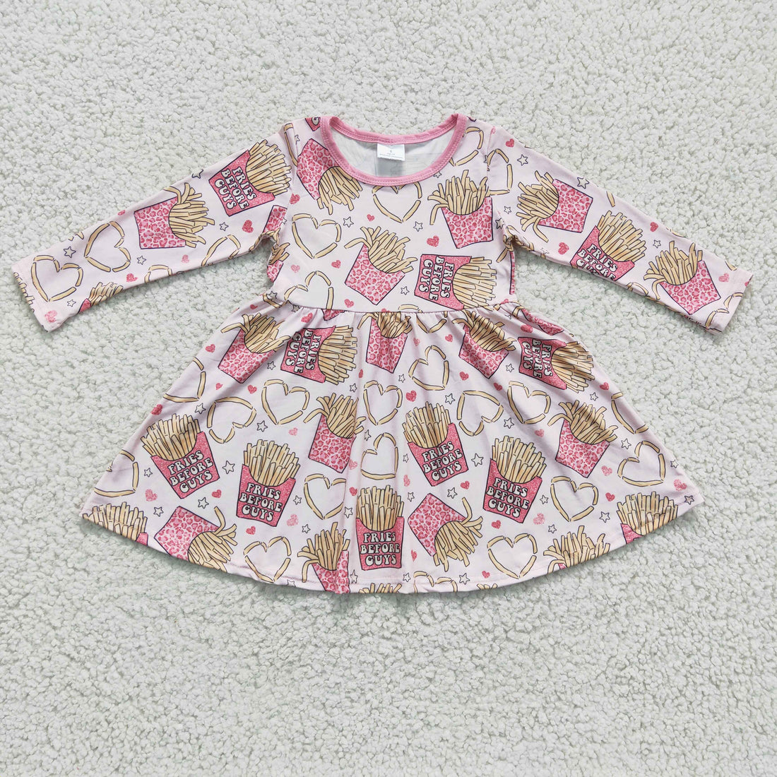 Fries heart long sleeves girls twirl Valentine&