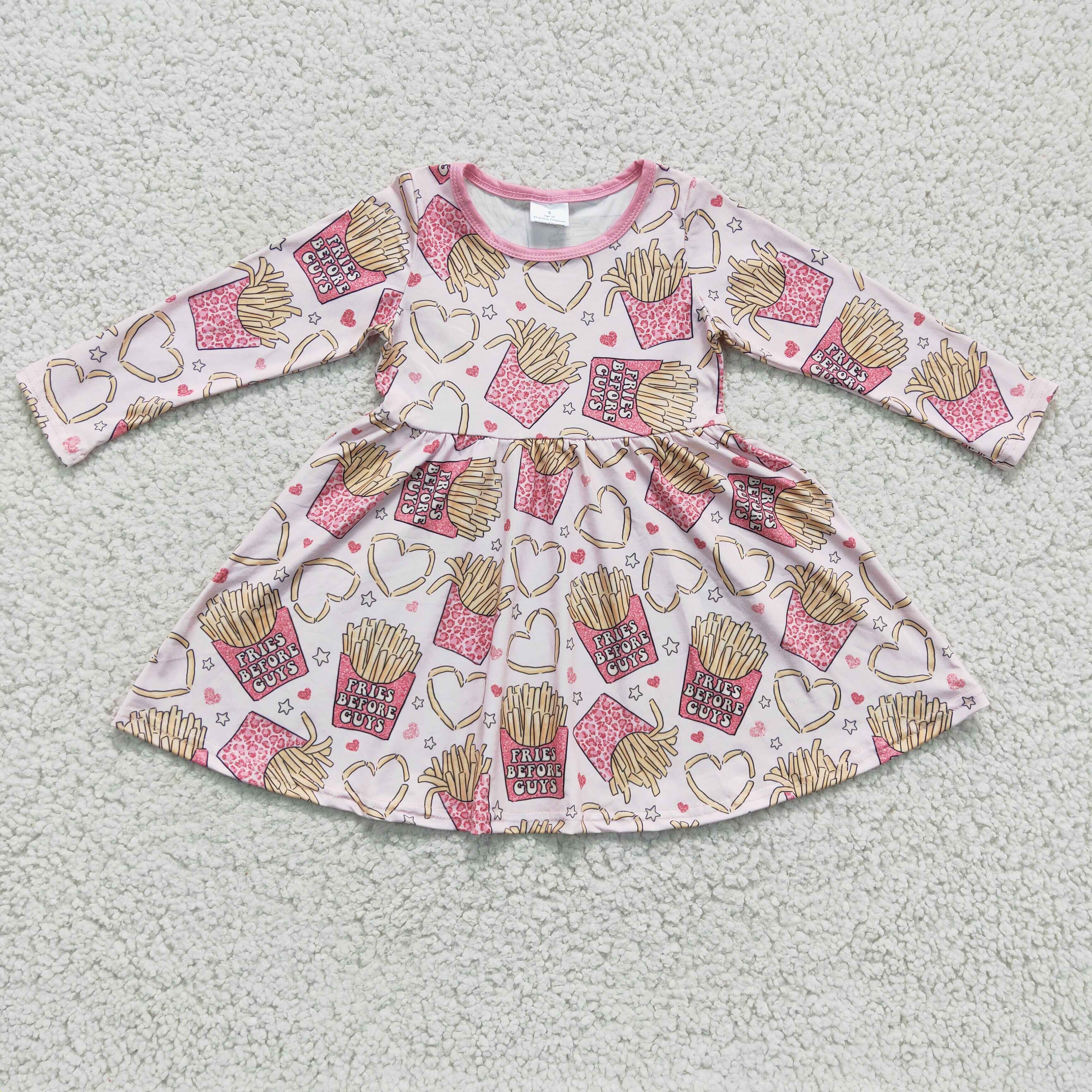 Fries heart long sleeves girls twirl Valentine&