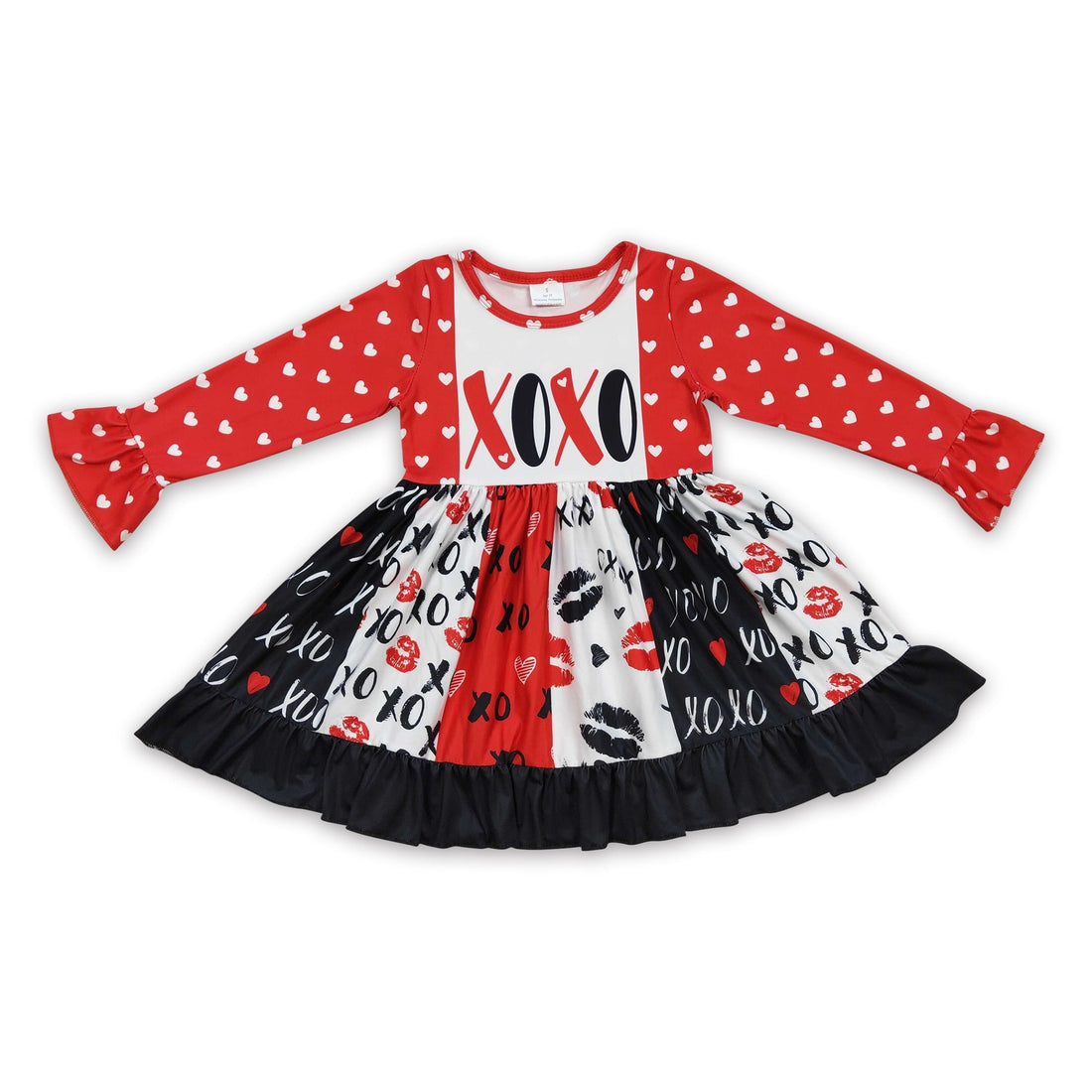 Heart lip long sleeves panel baby girls valentine&