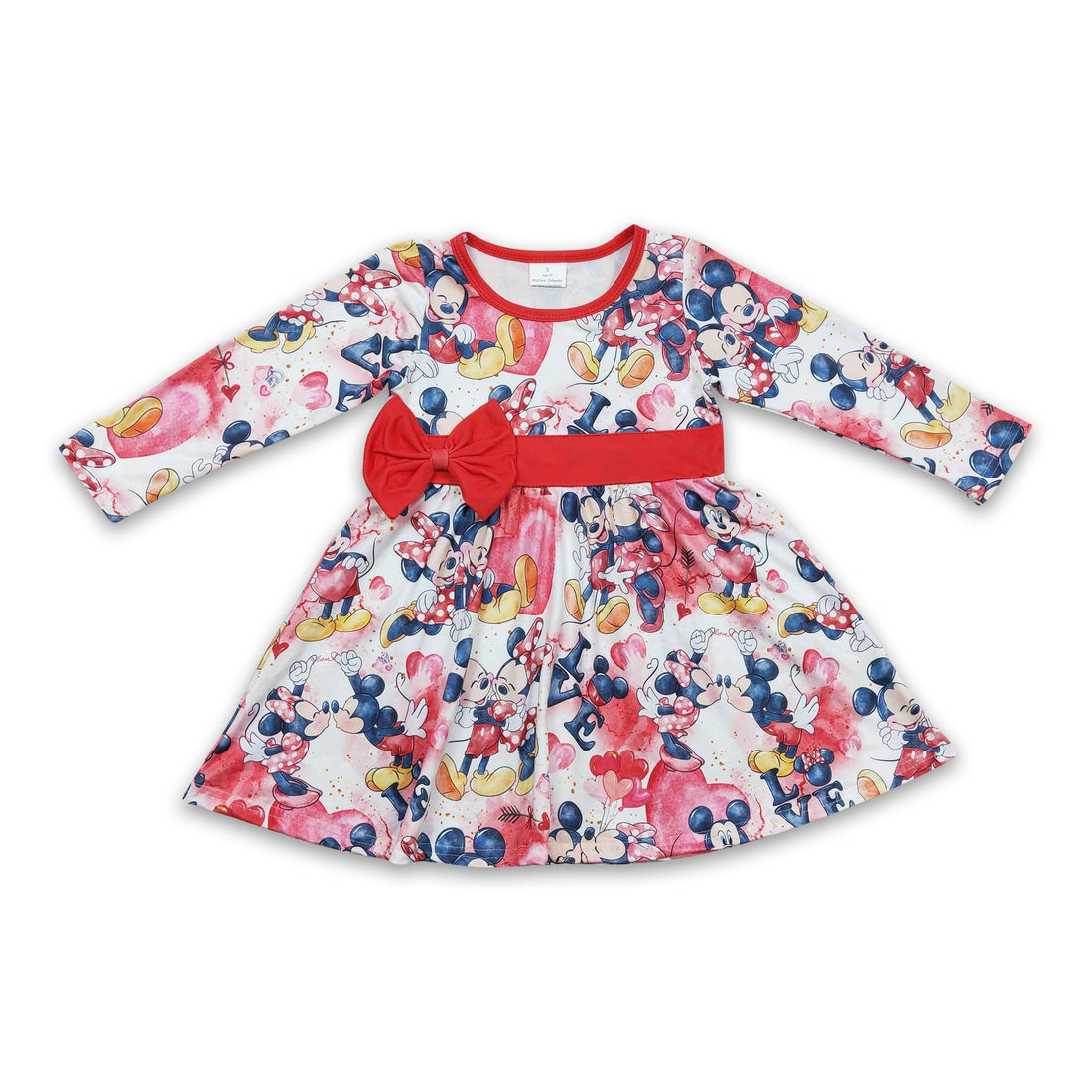Red bow heart mouse toddler girls valentine&