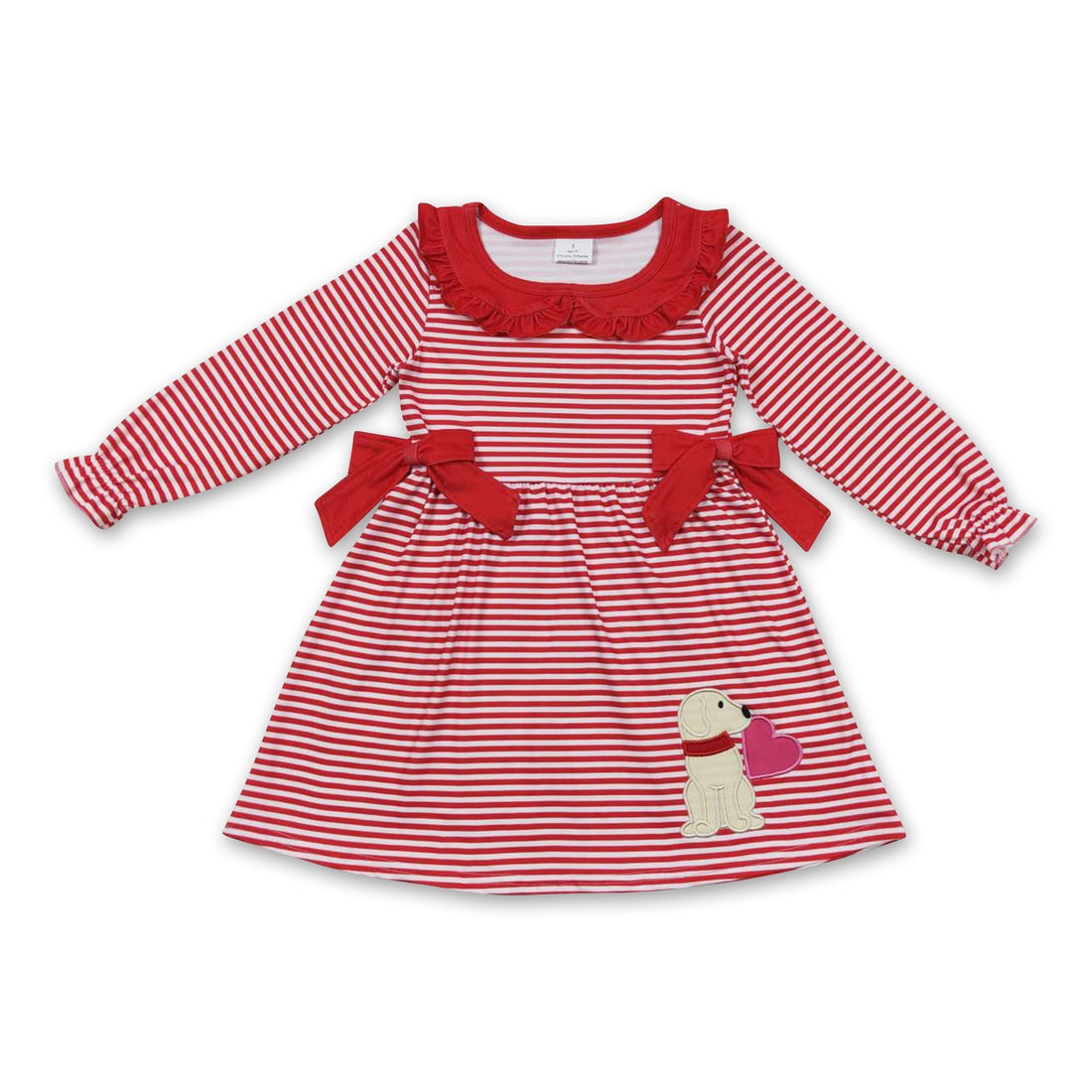 Dog heart red stripe long sleeves girls valentine&