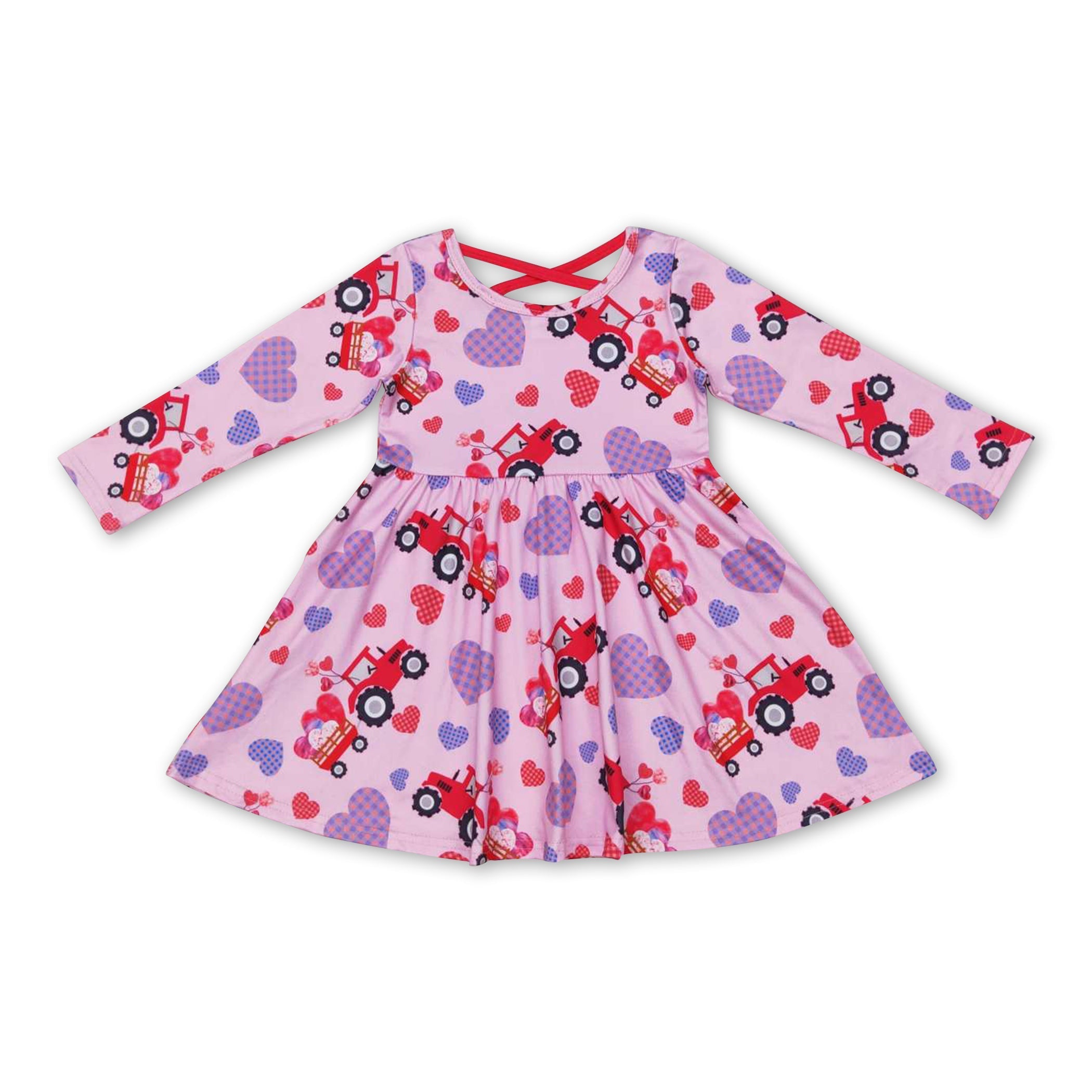 Long sleeves heart truck kids girls valentine&