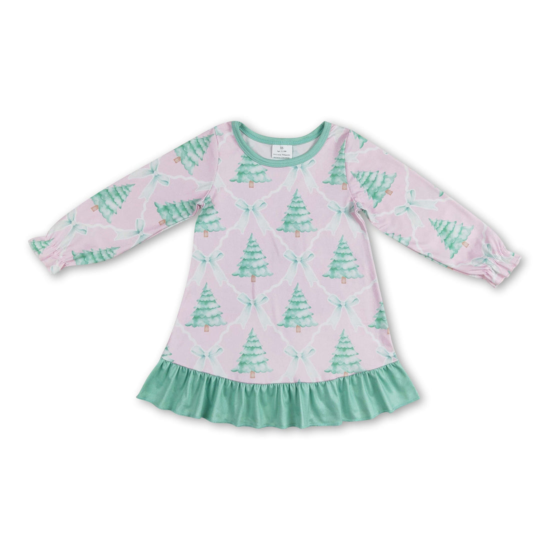 Long sleeves Christmas tree baby girls nightgown