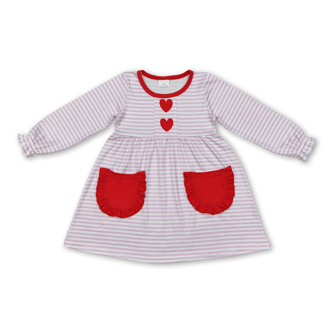 Pink stripe heart pockets baby girls Valentine&