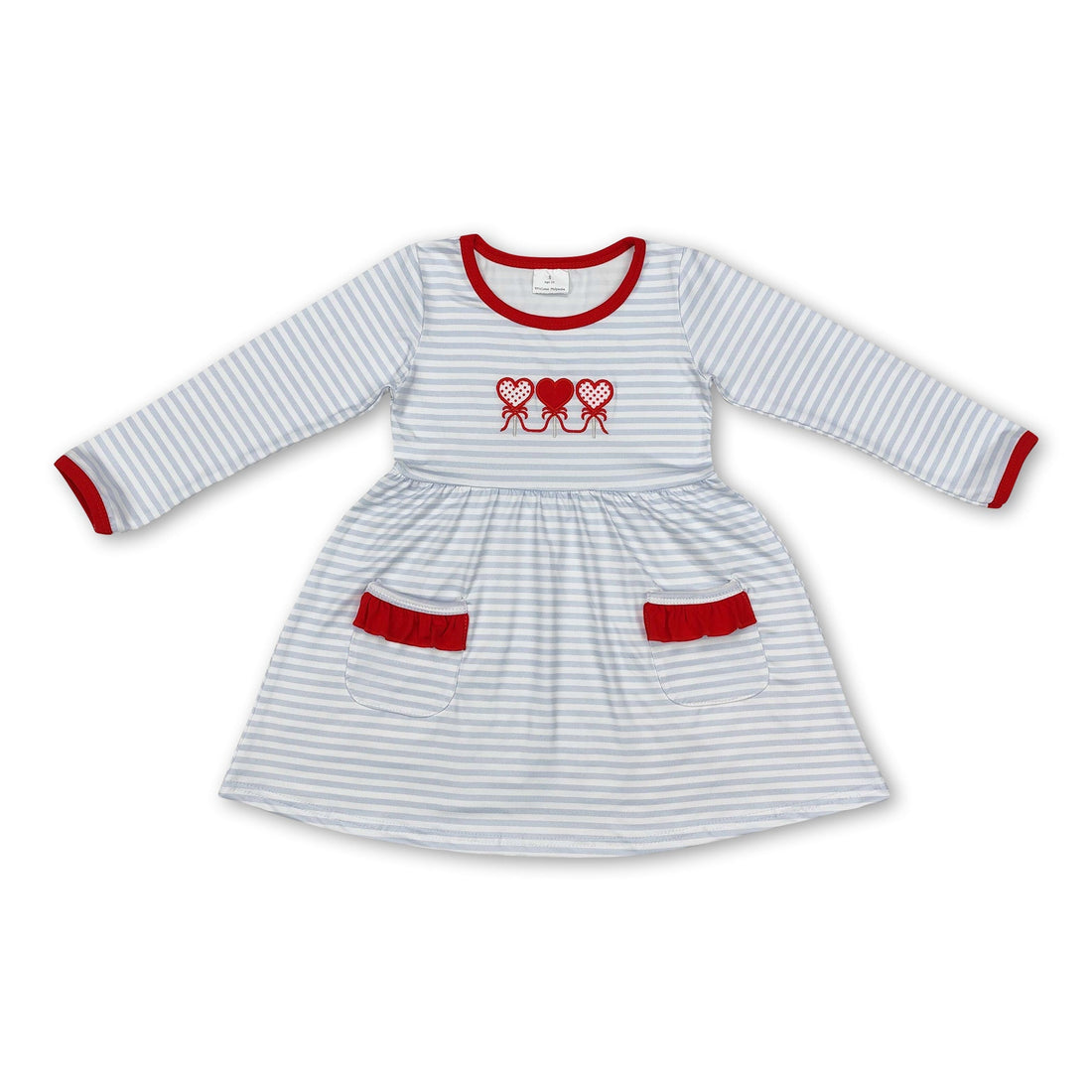 Grey stripe heart pockets girls valentine&