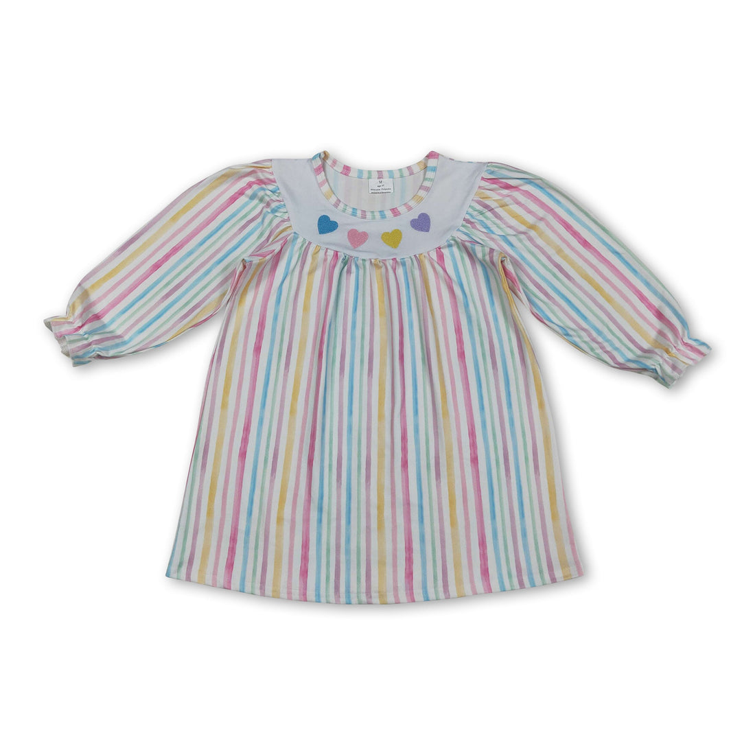 Long sleeves colorful stripe heart girls Valentine&