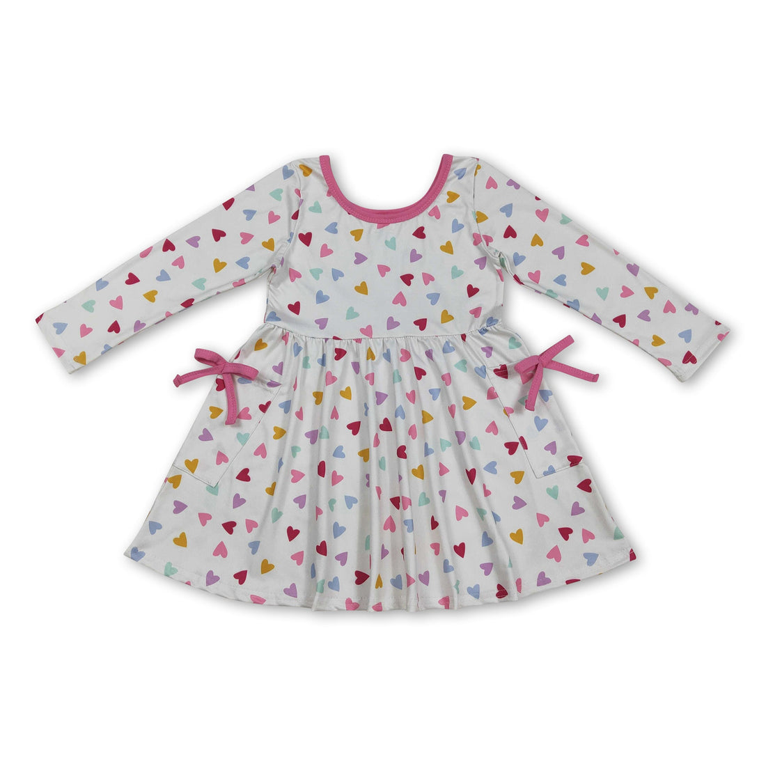 Colorful heart pocket long sleeve girls&