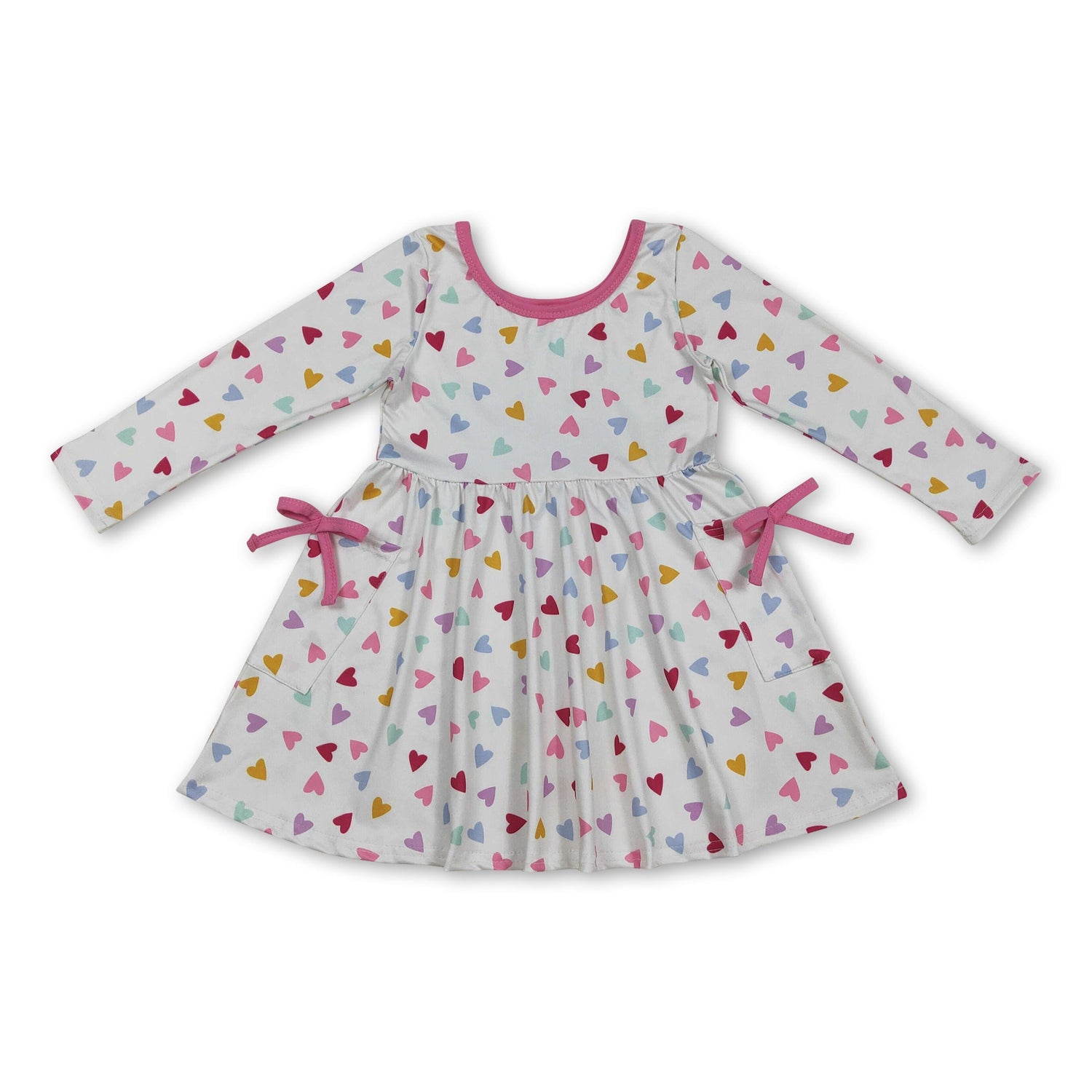 Long sleeves colorful heart pockets girls Valentine&