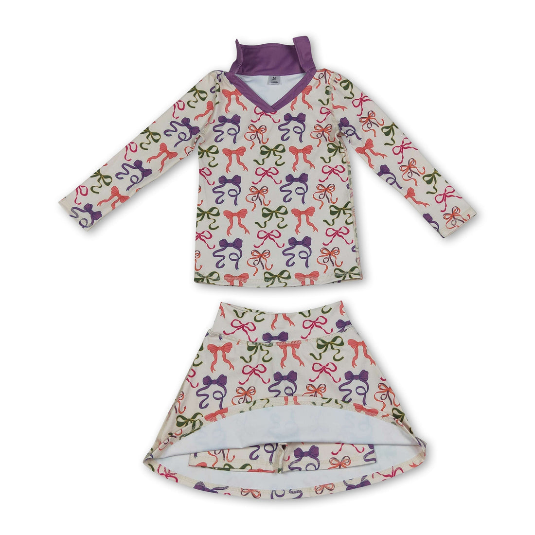 Long sleeves bows kids girls Halloween active wear set