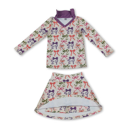 Long sleeves bows kids girls Halloween active wear set