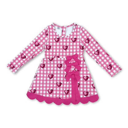 Pink plaid heart scallop girls valentine&