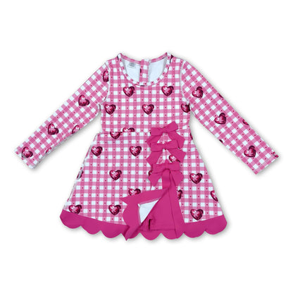 Pink plaid heart scallop girls valentine&