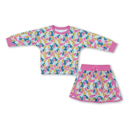 Rabbit camo top skirt kids girls Easter outfits
