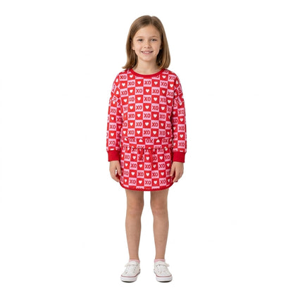 Heart plaid top skirt kids girls valentine&